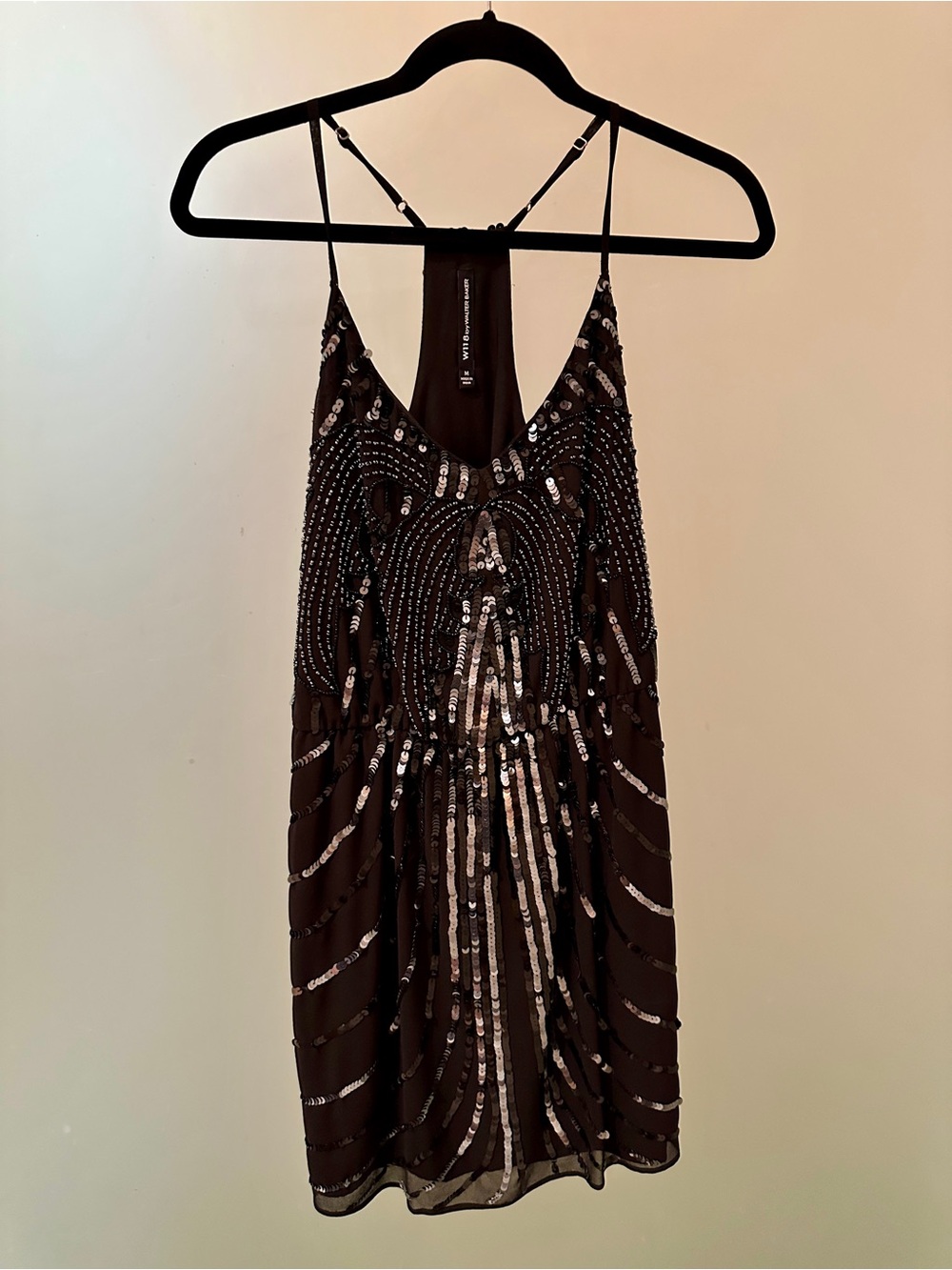 W118 by Walter Baker Black Sequin Slip Mini Dress